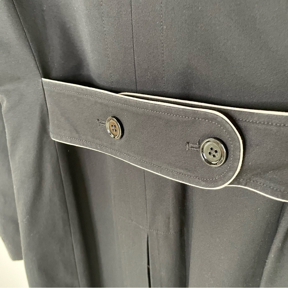 Elevated Minimalist | Black Knee-Length Trench w Off White Piping Trim | by Loft - Picture 10 of 16